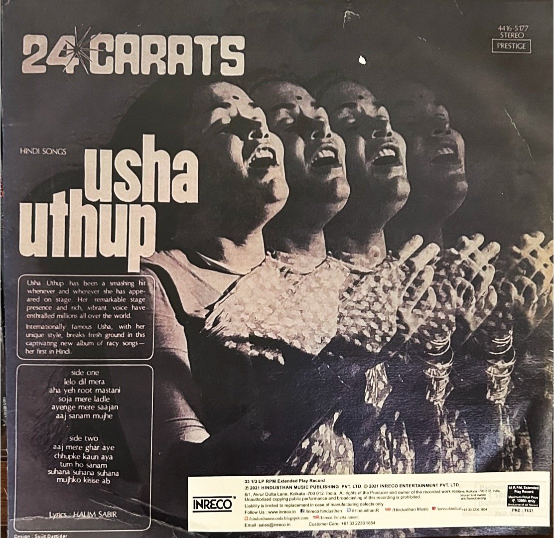 USHA UTHUP 24 CARATS-VINYL LP vinyl record cover - buy online India