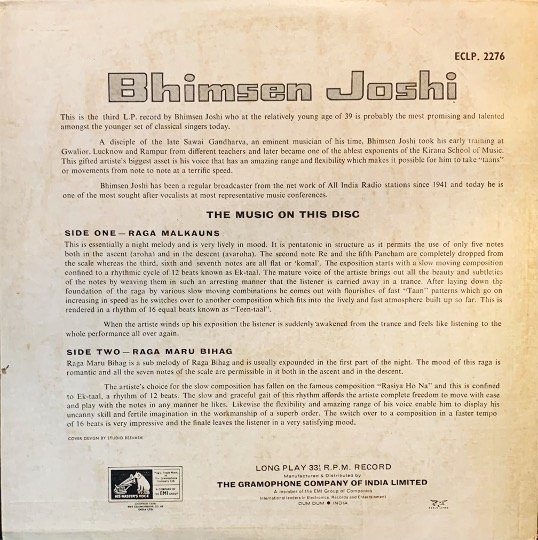 BHIMSEN JOSHI-VINYL LP RECORD vinyl record cover - buy online India