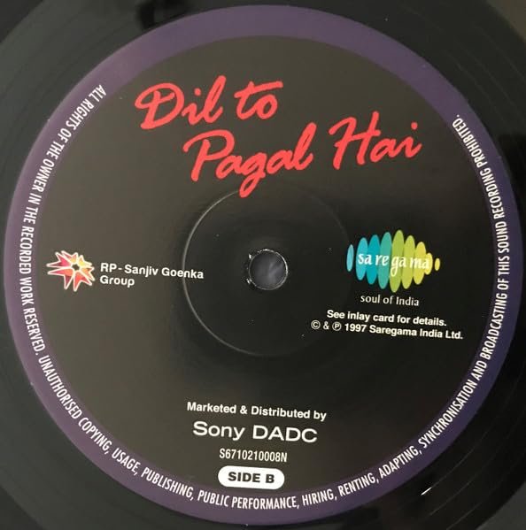 DIL TO PAGAL HAI-VINYL LP-NEW vinyl record cover - buy online India