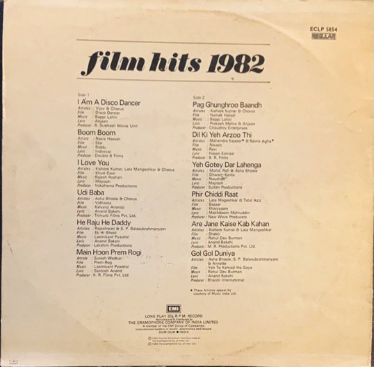 FILM HITS 1978-VINYL LP vinyl record cover - buy online India