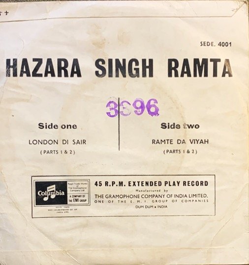 HAZARA SINGH RAMTA VINYL EP vinyl record cover - buy online India
