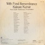 KISHORE KUMAR-WITH FOND REMEMBRANCE-VINYL LP vinyl record cover - buy online India