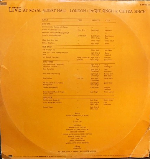 JAGJIT SINGH & CHITRA SINGH-LIVE AT ROYAL ALBERT HALL LONDON-VINYL LP vinyl record cover - buy online India