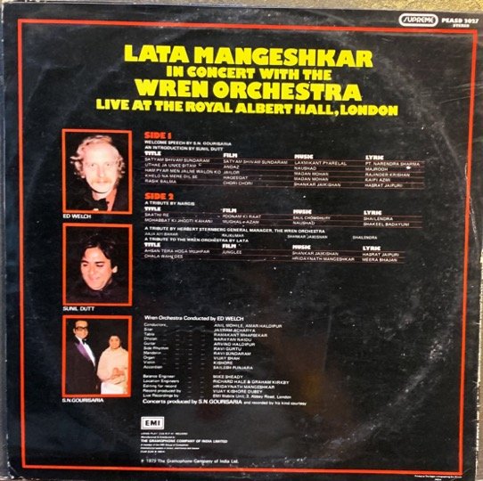 LATA MANGESHKAR LIVE AT ROYAL ALBERT HALL-VINYL LP RECORD vinyl record cover - buy online India
