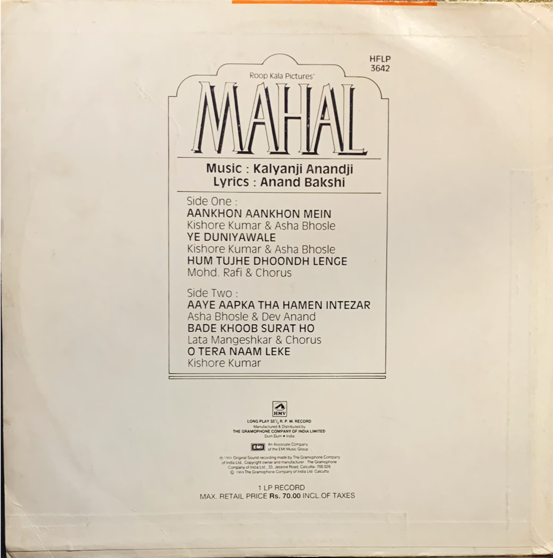 MAHAL-VINYL RECORD vinyl record cover - buy online India