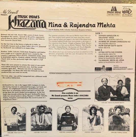 NINA & RAJENDRA MEHTA VINYL LP RECORD vinyl record cover - buy online India