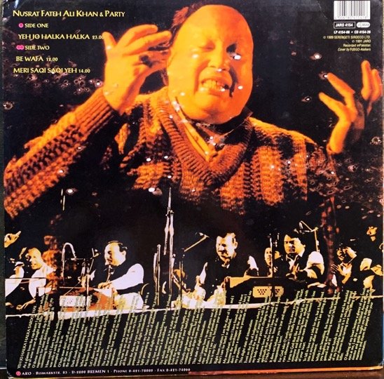NUSRAT FATEH ALI KHAN-YEH JO HALKA HALKA-VINYL LP RECORD vinyl record cover - buy online India