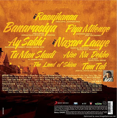 A.R. RAHMAN – RAANJHANAA-VINYL LP vinyl record cover - buy online India