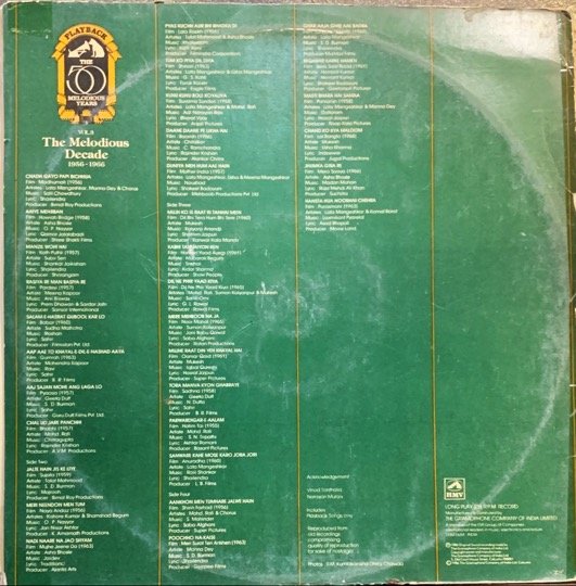 VARIOUS – THE MELODIOUS DECADE (1956-1966) vinyl record cover - buy online India
