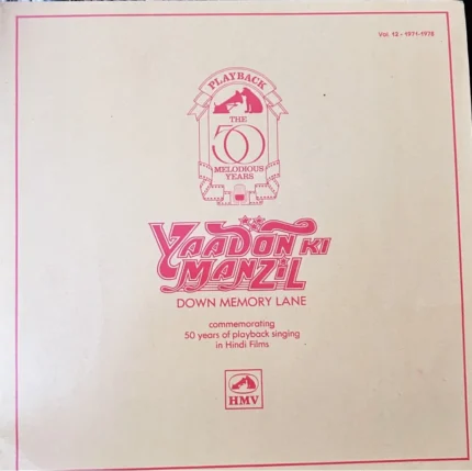 Yaadon Ki Manzil - Down Memory Lane Vol.12 (1971-1978)-RARE COMPILATION