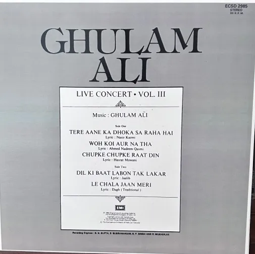 ghulam ali live in concert vinyl lp